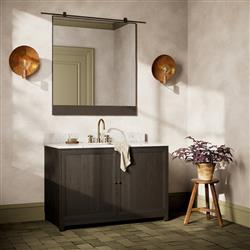 Cynthia Modern Classic Carrara Marble Black Oak Wide Vanity Sink - 48"|