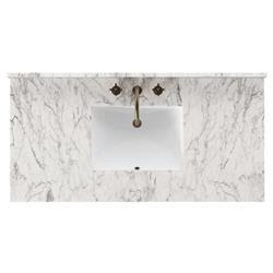 Cynthia Modern Classic Carrara Marble Black Oak Wide Vanity Sink - 48"|