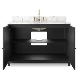Cynthia Modern Classic Carrara Marble Black Oak Wide Vanity Sink - 48"|
