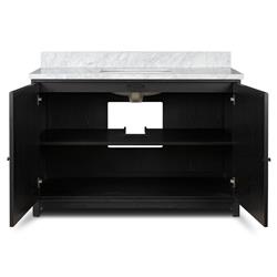 Cynthia Modern Classic Carrara Marble Black Oak Wide Vanity Sink - 48"|