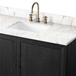 Cynthia Modern Classic Carrara Marble Black Oak Wide Vanity Sink - 48"|