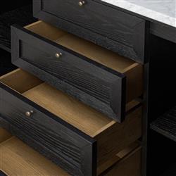 Cynthia Modern Classic Carrara Marble Black Oak Double Vanity Sink - 60"|