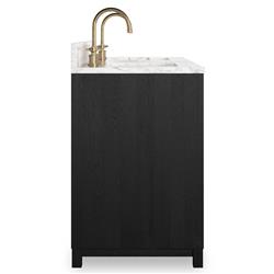 Cynthia Modern Classic Carrara Marble Black Oak Double Vanity Sink - 60"|