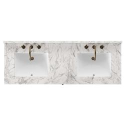 Cynthia Modern Classic Carrara Marble Black Oak Double Vanity Sink - 60"|