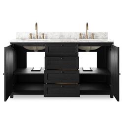 Cynthia Modern Classic Carrara Marble Black Oak Double Vanity Sink - 60"|
