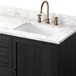 Cynthia Modern Classic Carrara Marble Black Oak Double Vanity Sink - 60"|