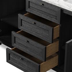 Cynthia Modern Classic Carrara Marble Black Oak Double Vanity Sink - 60"|
