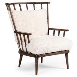 Elion Modern Classic Cream Faux Shearling Windsor Arm Chair|