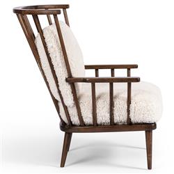 Elion Modern Classic Cream Faux Shearling Windsor Arm Chair|