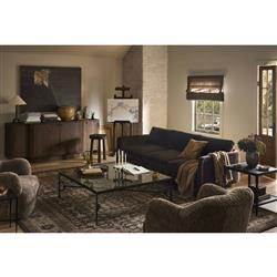 Emiliano Modern Classic Cocoa Velvet Sofa - 96.50"W|