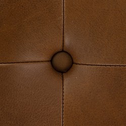 Hadley Rustic Brown Leather Wood Tufted Ottoman|