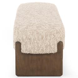 Leith Modern Classic Cream Upholstered Brown Wood Bedroom Bench|