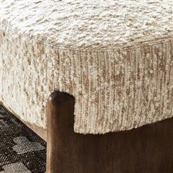 Leith Modern Classic Cream Upholstered Brown Wood Bedroom Bench|