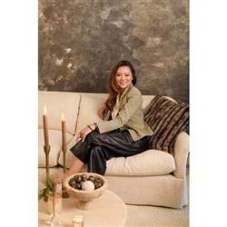 Audrey Rustic Mocha Faux Fur Decorative Throw Pillow - 24x24|