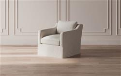 Madeline Dove Performance Slipcovered Swivel Chair|