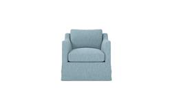 Madeline Eggshell Blue Performance Slipcovered Swivel Chair|