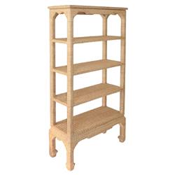 Worlds Away Cavalier Coastal Beach Natural Woven Rattan Etagere|