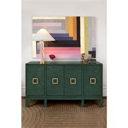 Worlds Away Effie Green Grasscloth Buffet|