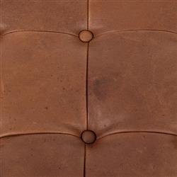 Hadley Rustic Lodge Brown Leather Wood Frame Tufted Ottoman|
