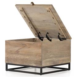 Madison Global Bazaar Light Wash Mango Wood Storage Coffee Table|