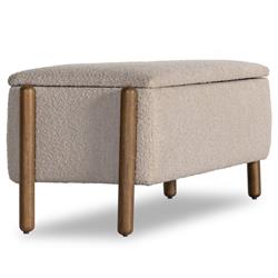 Tola Mid Century Beige Performance Boucle Storage Bench|