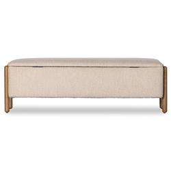 Tola Mid Century Beige Performance Boucle Storage Bench|