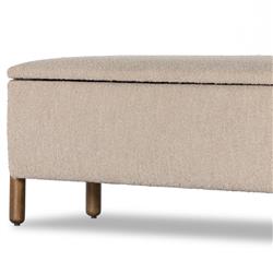 Tola Mid Century Beige Performance Boucle Storage Bench|
