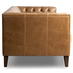 Trina Rustic Lodge Brown Leather Tufted Chesterfield Sofa - 96"W|