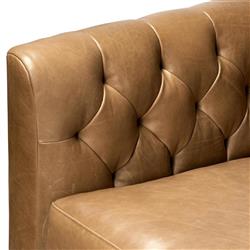 Trina Rustic Lodge Brown Leather Tufted Chesterfield Sofa - 96"W|