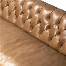 Trina Rustic Lodge Brown Leather Tufted Chesterfield Sofa - 96"W|