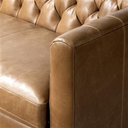 Trina Rustic Lodge Brown Leather Tufted Chesterfield Sofa - 96"W|