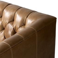 Trina Rustic Lodge Brown Leather Tufted Chesterfield Sofa - 96"W|