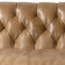 Trina Rustic Lodge Brown Leather Tufted Chesterfield Sofa - 96"W|