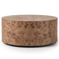 Syra Modern Classic Burl Drum Coffee Table|