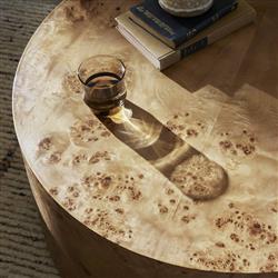 Syra Modern Classic Burl Drum Coffee Table|