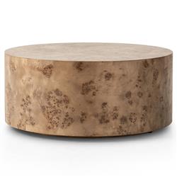 Syra Modern Classic Burl Drum Coffee Table|