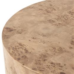 Syra Modern Classic Burl Drum Coffee Table|