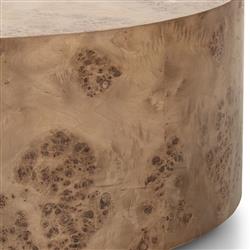 Syra Modern Classic Burl Drum Coffee Table|