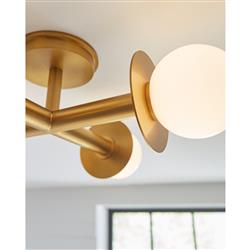 Visual Comfort Studio Nodes Mid Century Burnished Brass Semi Flush Mount|