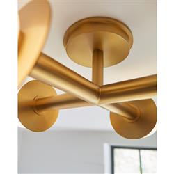 Visual Comfort Studio Nodes Mid Century Burnished Brass Semi Flush Mount|