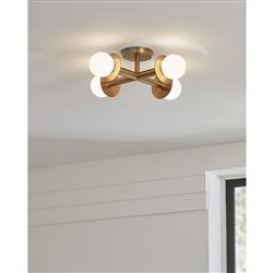 Visual Comfort Studio Nodes Mid Century Burnished Brass Semi Flush Mount|