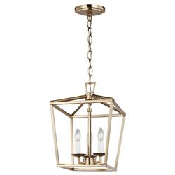 Visual Comfort Studio Dianna Satin Brass 3 Light Lantern Pendant - Mini|