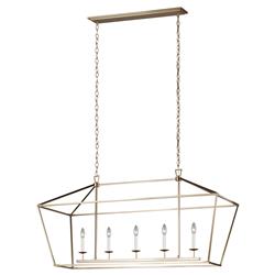 Visual Comfort Studio Dianna Mid Century Satin Brass 5 Light Linear Chandelier|