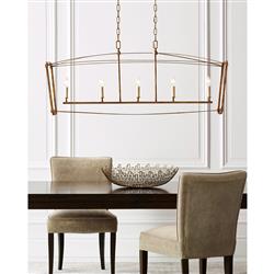 Visual Comfort Studio Thayer Mid Century Antique Gild Linear Chandelier|