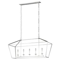 Visual Comfort Studio Dianna Mid Century Brushed Nickel 5 Light Linear Chandelier|