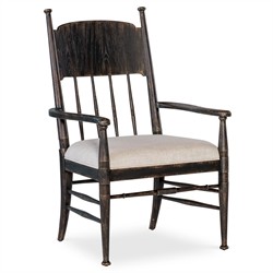 Leo Updated Traditional Beige Performance Black Oak Dining Arm Chair|