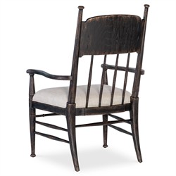 Leo Updated Traditional Beige Performance Black Oak Dining Arm Chair|