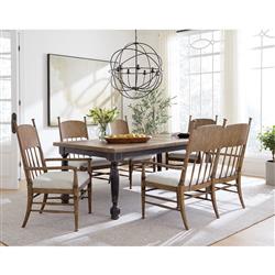 Asher French Dark Brown Oak Extendable Rectangular Dining Table - 80-102"|