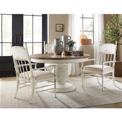 Asher French Cream Oak Extendable Round Dining Table - 54-76"|