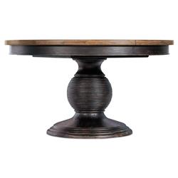 Asher French Dark Brown Oak Extendable Round Dining Table - 54-76"|